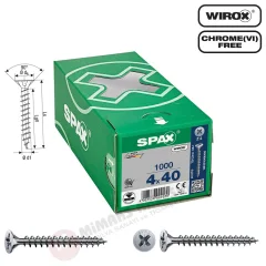 Spax Evrensel Vida 4 x 40mm 1.000 Adet Tam Dişli Havşa Başlı Yıldız Z1 SPAX-S Versiyon WIROX Kaplama