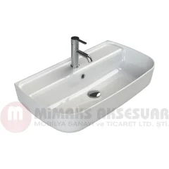 Cerastyle Turkuaz Aqua Tezgah Üstü Lavabo (Duvara Sıfır) 75x42