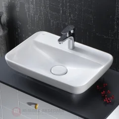 Cerastyle Turkuaz Lal Tezgah Üstü Lavabo Batarya Delikli 60x42cm