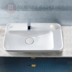 Cerastyle Turkuaz Lal Tezgah Üstü Lavabo Batarya Delikli 70x42cm