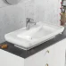 Cerastyle Turkuaz Lal Tezgah Üstü Lavabo Batarya Delikli 80x42cm