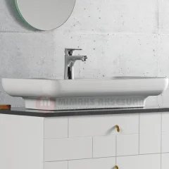 Cerastyle Turkuaz Lal Tezgah Üstü Lavabo Batarya Delikli 80x42cm