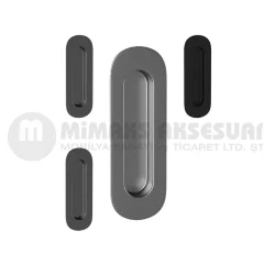 Condi Collection Gömme Kapı Kulp Oval 1 Paslanmaz Çelik 12x4