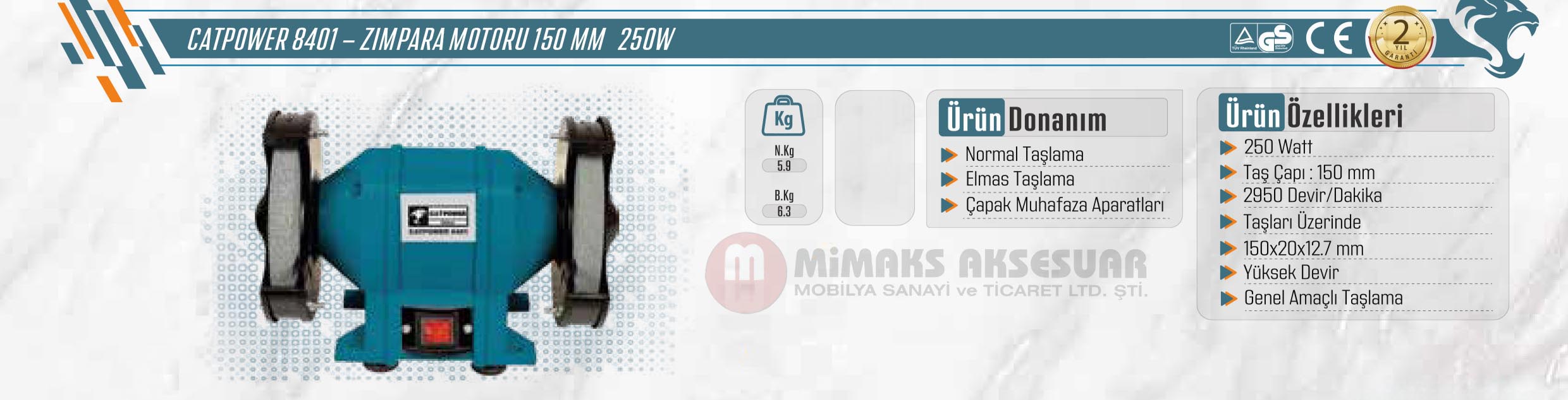 Catpower 8401 Zımpara Motoru 150mm 250Watt