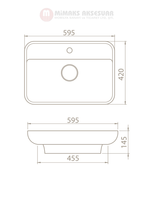 Cerastyle Turkuaz Lal Tezgah Üstü Lavabo Batarya Delikli 60x42cm