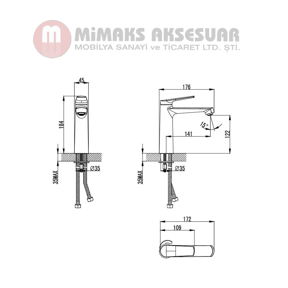 Cerastyle Turkuaz Aqua Lavabo Bataryası WM00705010000011