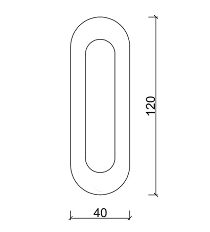 Condi Collection Gömme Kapı Kulp Oval 1 Paslanmaz Çelik 12x4